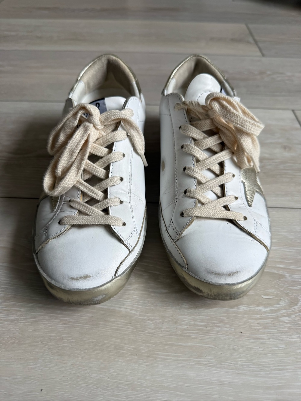 Golden Goose White Leather Sneakers with Gold Star Worn Once Size 36 - Picture 2 of 6